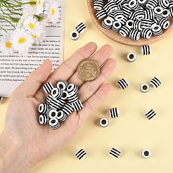 200шт непрозрачные полосатые полимерные европейские бусины RESI-SP0001-41