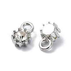 ラックメッキ合金ラインストーンチャーム  フラットラウンド  プラチナ  8x5x3.5mm  穴：2mm&nbsp;FIND-M014-16A-P