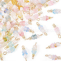 48 шт. 12 стиля подвески-коннекторы из акрила и натурального жемчуга PALLOY-CW00008