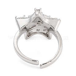 Anelli da donna aperti con micro pavè di ottone placcato a cremagliera con stella di zirconi cubici&nbsp;RJEW-C080-08P