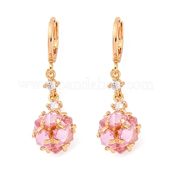 Латунные микропроволочные кубические серьги с цирконием EJEW-K300-57G