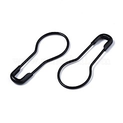 スプレー塗装された鉄のひょうたんピン  編みステッチマーカー  ブラック  21.5x9.5x1.5mm  ピン：0.5mm&nbsp;IFIN-T017-08A