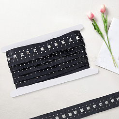 3ヤードのPUレザーとステンレススチールのリベットストラップ  厚紙ディスプレイカード付き  ブラック  36x3.5mm&nbsp;DIY-GF0013-43B