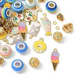 Наборы для изготовления браслетов в европейском стиле из сплава мороженого с эмалью и смолой рондель в европейском стиле&nbsp;DIY-FS0007-25