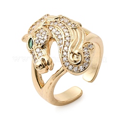 Bagues ouvertes en laiton avec micro pavé de zircones cubiques pour femmes&nbsp;RJEW-F216-02G