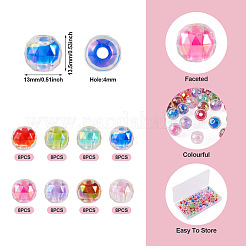 64 шт. 8-цветные прозрачные акриловые европейские бусины с УФ-покрытием&nbsp;OACR-TA0001-31