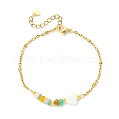 Bracelets à maillons en jade blanc naturel teint et perles de coquillage d'eau douce&nbsp;BJEW-JB13683