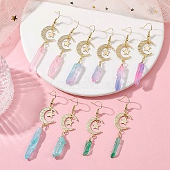 Серьги с подвесками из латуни Moon & Star&nbsp;EJEW-JE05460