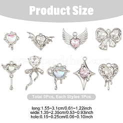 9 шт. 9-х стилевые подвески из сплава стекла&nbsp;FIND-YW0009-22