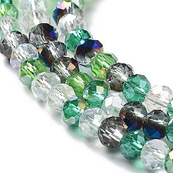 ガラスビーズ連売り  多面カット  ロンデル  濃い緑  4x3mm  穴：0.4mm  約123~127個/連  15.75~16.5インチ（40~42cm）&nbsp;EGLA-A034-M4mm-24