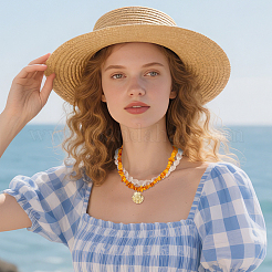 Окрашенные натуральные пресноводные ракушки и прозрачные стеклянные самородки&nbsp;NJEW-OC00005