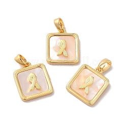 Квадратные подвески из натуральных ракушек KK-M243-36G