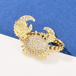 Латунные микро проложить манжеты кольца кубического циркония RJEW-P167-02A-G