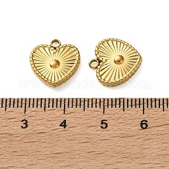 304ステンレススチールチャーム  ハート  ゴールドカラー  14x13x3.5mm  穴：1.8mm&nbsp;STAS-P440-01G
