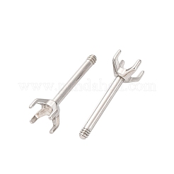 304ステンレススチールスタッドピアス金具  ステンレス鋼色  トレイ：3mm  10x3.5mm  ピン：0.8x8mm&nbsp;STAS-B091-02A-03P