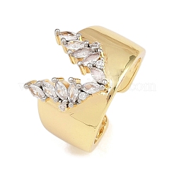 Латунные микро проложить манжеты кольца кубического циркония RJEW-D333-04B-G