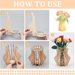 Деревянная головоломка ваза для цветов фигурки DIY-WH0308-567