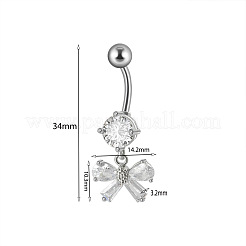 304ステンレススチールマイクロパヴェキュービックジルコニアベリーリング  ステンレス鋼色  蝶  10mm  ピン：1.6mm&nbsp;WG5C1DA-10