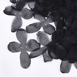 Tissu organza, pour la fabrication de bijoux de bricolage, fleur, noir, 140~150x100~130mm, Trou: 2mm