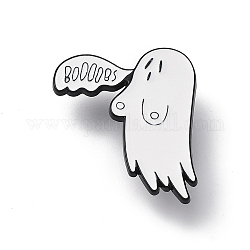 Spilla smaltata fantasma di Halloween, spilla in lega nera elettroforesi per abbigliamento zaino, bianco, 34x31x1.6mm