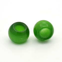 Rondelle Cat Eye Beads, Large Hole Beads, Green, 14x12mm, Hole: 6mm