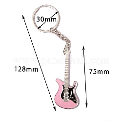 Llavero con colgante de guitarra esmaltada de aleación de zinc, para llavero, bolso, regalo de adorno de mochila, rosa, 12.8 cm