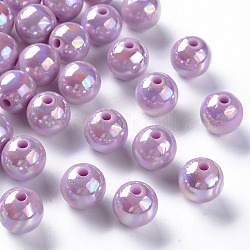Opake Legierung Perlen, ab Farbe plattiert, Runde, Violett, 12x11 mm, Bohrung: 2.5 mm