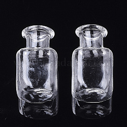 Mappamondo fatto a mano in vetro soffiato, per la produzione di ciondoli per bottiglie, chiaro, 25x14~14.5x14~14.5mm, mezzo buco: 6~6.5 mm, capacità della bottiglia: 2.4 ml (0.08 fl. oz)
