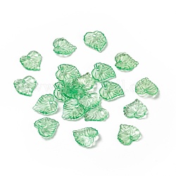 Pendentifs en acrylique transparent , feuille, vert pale, 16x15.5x3mm, Trou: 2mm, 1800 pc / 500g