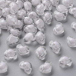 Transparente Acryl Perlen, Perle in Perlen, Herz, Lavendel erröten, 13x17x9.5 mm, Bohrung: 2.5 mm, ca. 420 Stk. / 500 g