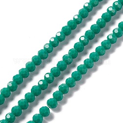 Fili di perle di vetro sfaccettate (32 sfaccettatura)., tondo, verde mare chiaro, 6x5.5mm, Foro: 1.2 mm, circa 95pcs/filo, 22.24'' (56.5 cm)