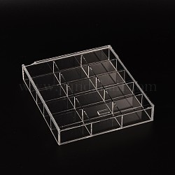 (Defective Closeout Sale), Rectangle Clear Plastic Container With Lid, 15 Compartments, Clear, 200x180x35mm