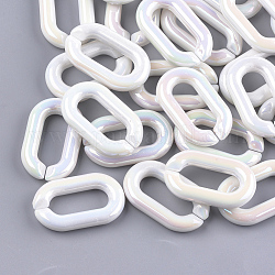 Acrílico imitación perla que une anillos, conectores de enlace rápido, para la fabricación de cadenas de joyería, color de ab, oval, color de concha, 39.5x24x6.5mm