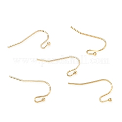 Brass Earring Hooks, Shepherd's Hook Ear Wire, Light Gold, 21x11x2mm, 20 Gauge, Pin: 0.8mm