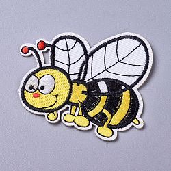 Tela de bordado computarizada para planchar / coser parches, accesorios de vestuario, apliques, abejas, amarillo, 62.5x72.5x1.5mm