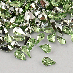 Garment Accessories Pointed Back Taiwan Acrylic Rhinestone Cabochons, Faceted Teardrop, Pale Green, 8x5x3.5mm