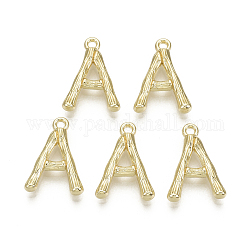 Alloy Pendants, Cadmium Free & Nickel Free & Lead Free, Bamboo Initial Letter, Real 18K Gold Plated, Letter.A, A:17x12x3mm, Hole: 1.5mm
