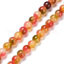 Fili di perle di giada bianca sfaccettata tinta in massa, tondo, rosso, 8mm, Foro: 1 mm, circa 47pcs/filo, 14.29'' (36.3 cm)