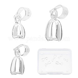 SUNNYCLUE 6Pcs 3 Style 925 Sterling Silver Pendant Bails, Ice Pick Pinch Bails, Silver, 7.5~11x4~5x2~3.5mm, Hole: 3~3.5x4~5mm, Pin: 0.5~0.8mm, 2Pcs/style