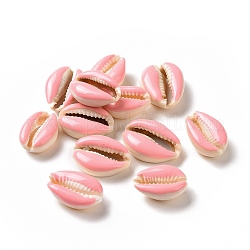 Cuentas de concha de cowrie natural, con esmalte, sin agujero / sin perforar, rosa, 21.5x14x8mm