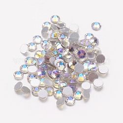 Vidrio de espalda plana Diamante de imitación, Grado A, espalda plateada, facetados, semicírculo, crystal ab, 6.3~6.5mm, aproximamente 288 unidades / bolsa