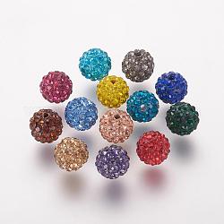 Perline strass polimero argilla, grado a, tondo, perline palla di disco, colore misto, 10x9.5mm, Foro: 1.5 mm