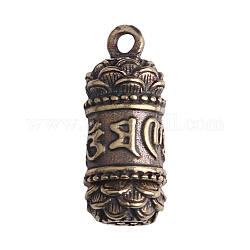 Pendentifs en laiton, colonne om mani padme hum, bronze antique, 30x12.5mm