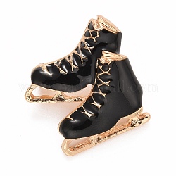 Pin de esmalte de zapatos de patinaje, insignia de aleación de tema deportivo para ropa de mochila, dorado, blanco, 26x25.5x12mm, pin: 0.8 mm