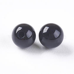 Natürliche schwarze Onyxperlen, Hälfte gebohrt, gefärbt und erhitzt, Runde, 4 mm, Bohrung: 1 mm
