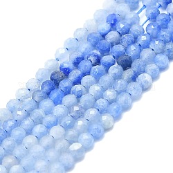 Granos de aventurina azul natural hebras, facetados, redondo, 3mm, agujero: 0.7 mm, aproximamente 132 pcs / cadena, 15.16''~15.55'' (38.5~39.5 cm)