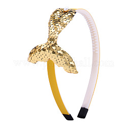 Bandas para la cabeza de tela de cola de pez de lentejuelas reversibles, accesorios para el cabello para niñas, amarillo, 5.5x4.5 pulgada (139.7x114 mm)