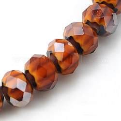 Handmade Millefiori Glass Beads Strands, Faceted, Rondelle, Red, 8x6mm, Hole: 1mm