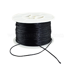 Fil de nylon ronde, corde de satin de rattail, pour création de noeud chinois, noir, 1mm, 100 yards / rouleau