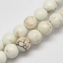 Brins ronds de perles de magnésite naturelle, blanc crème, 4mm, Trou: 1mm, Environ 100 pcs/chapelet, 16.1 pouce